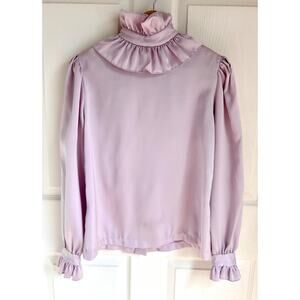 Vintage Ruffled Collar Lavender Blouse Size Medium | Princess Di Style